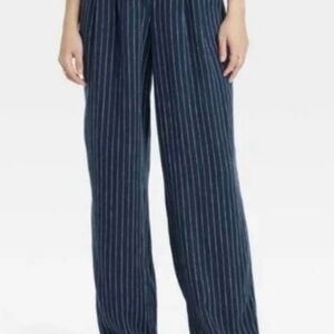 a new day Women's Blue Pinstripe Wide Leg Pants